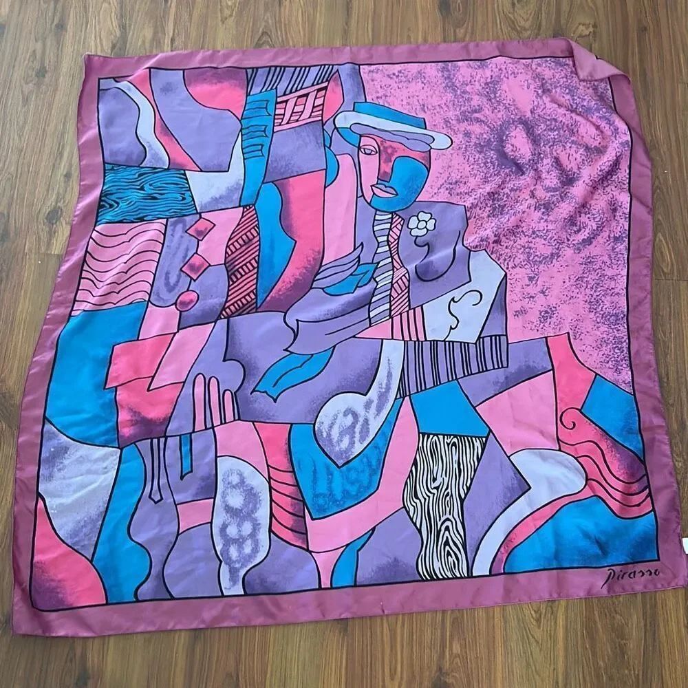 Picasso Pink And Purple Large Silk Scarf